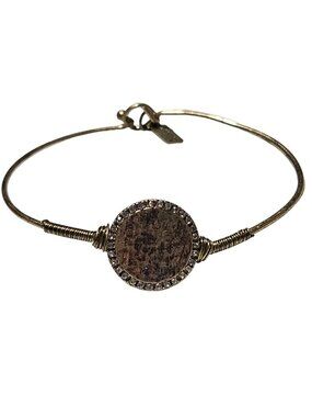 Canvas Antique Pendant Bangle Bracelet Rhinestone Gold Tone Fashion Jewelry